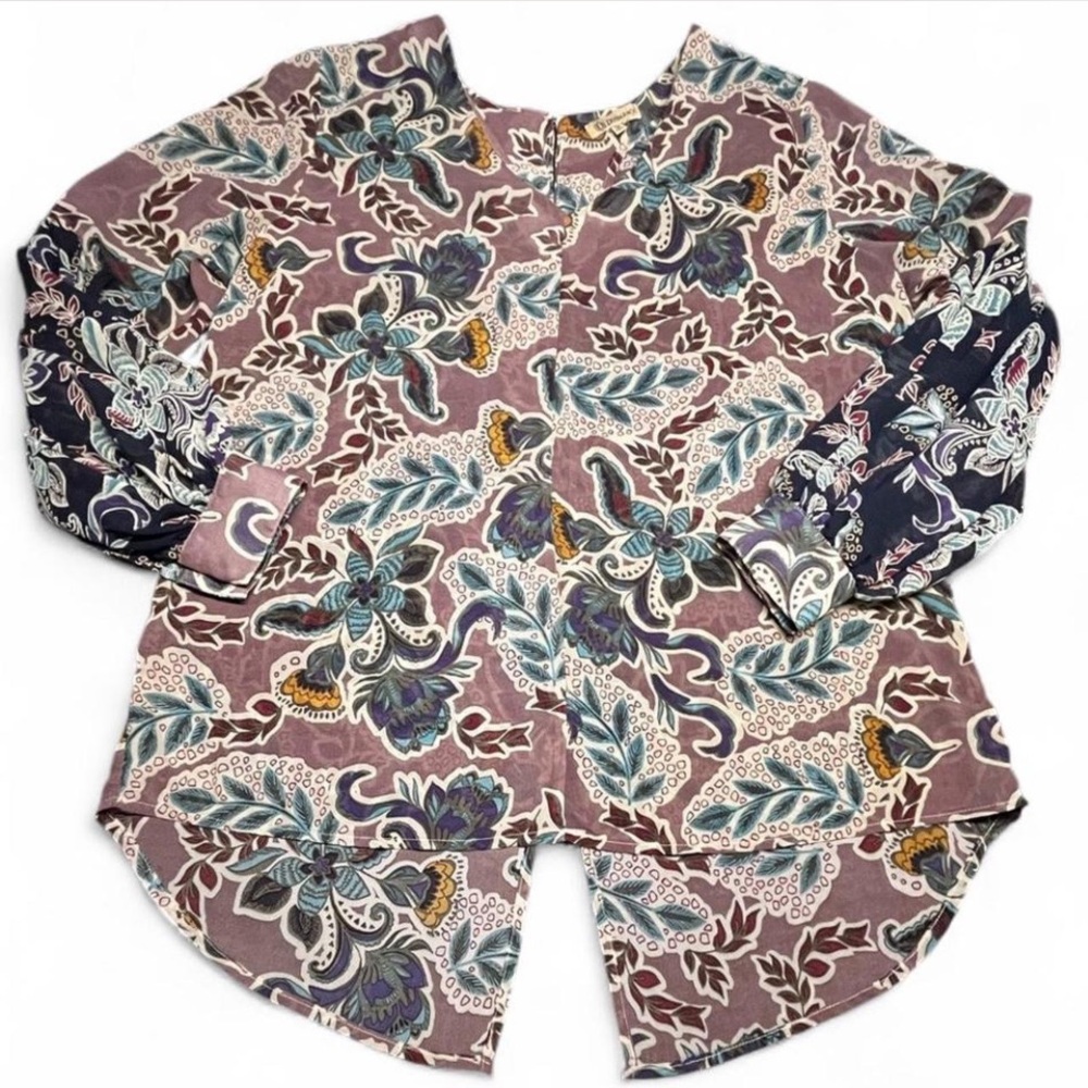 Democracy Plum Floral Blouse, M